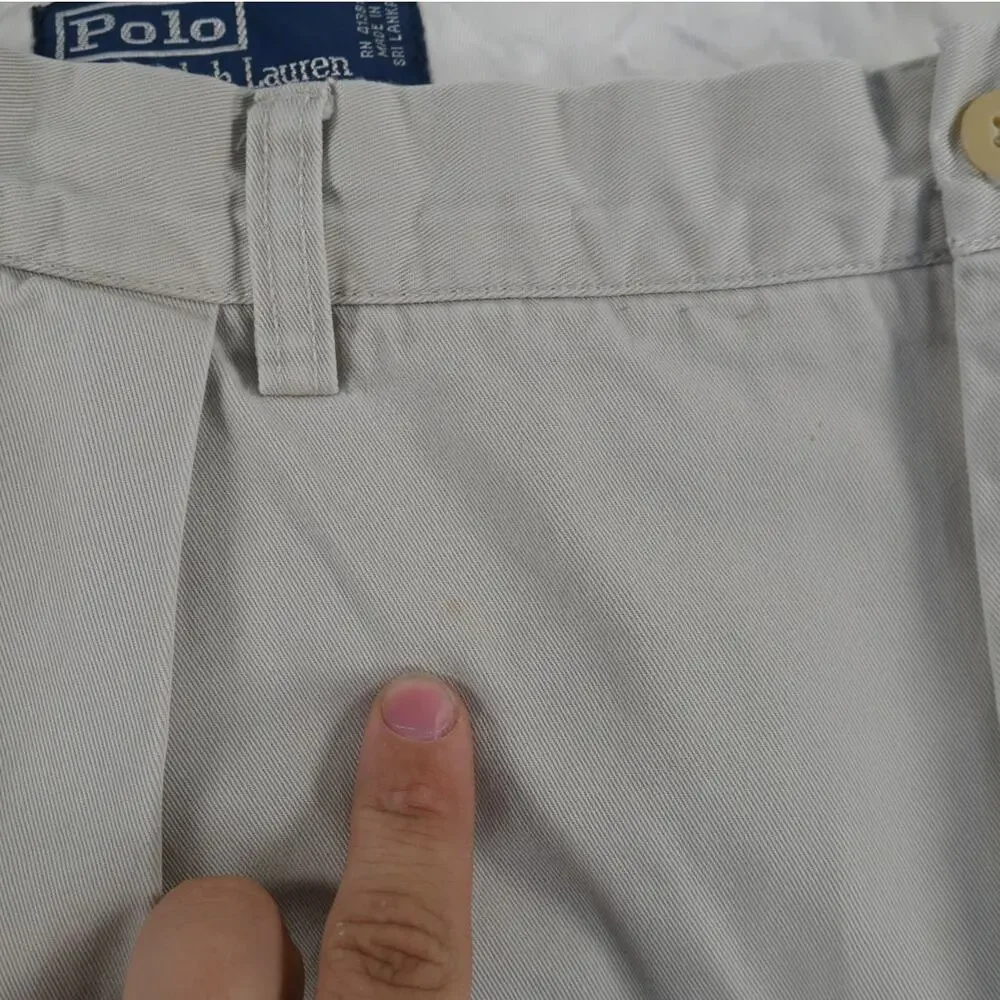 Vintage 90s Polo Ralph Lauren Andrew Pant Double Pleated Beige Chino (42x28) Men